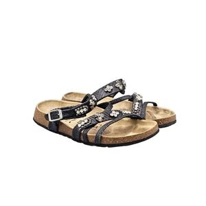 Betula Women's Size 39 EU 8 US By Birkenstock Black Rhinestone Strappy Sandals